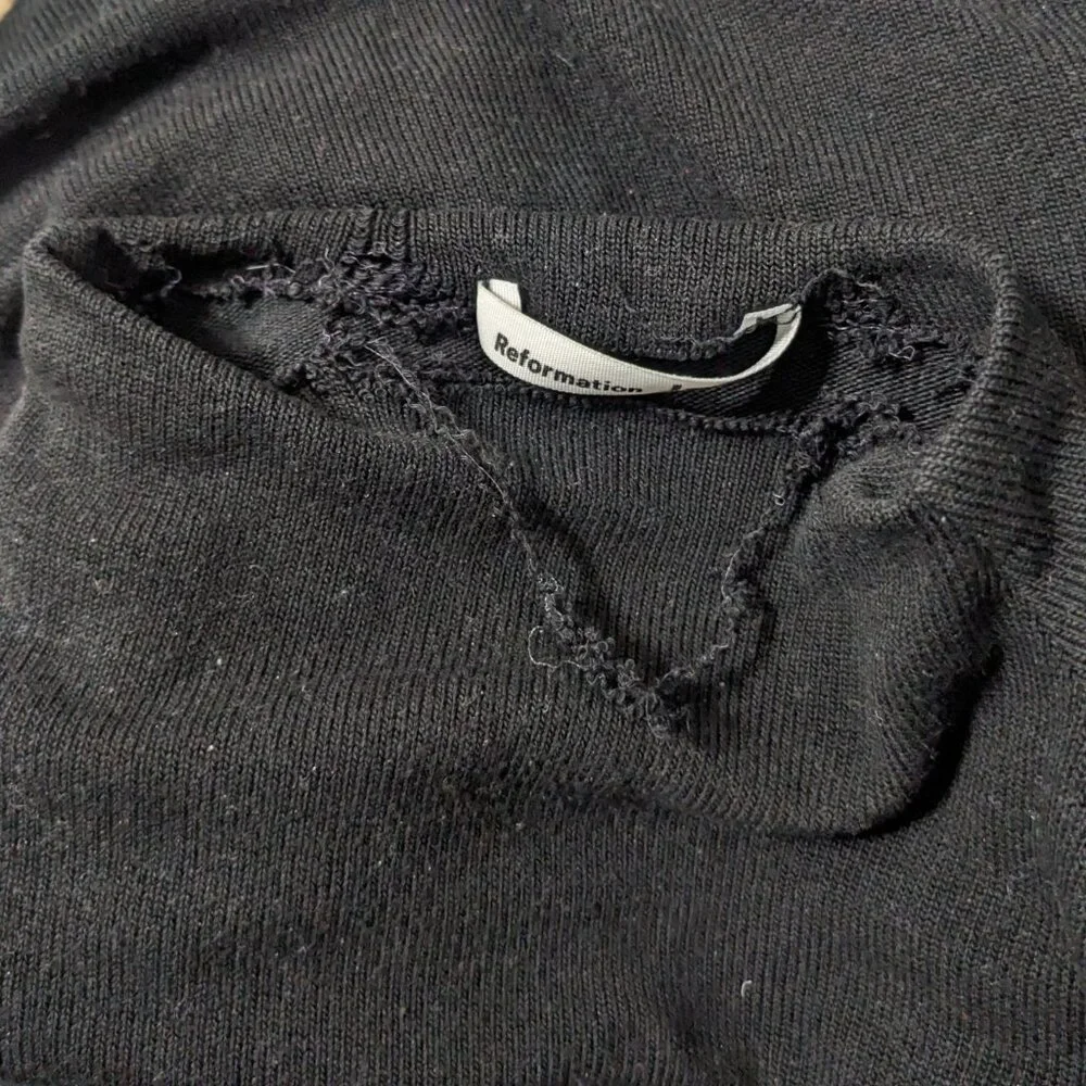 reformation jeans mockneck cropped top knit sweater black size small - Picture 5 of 6